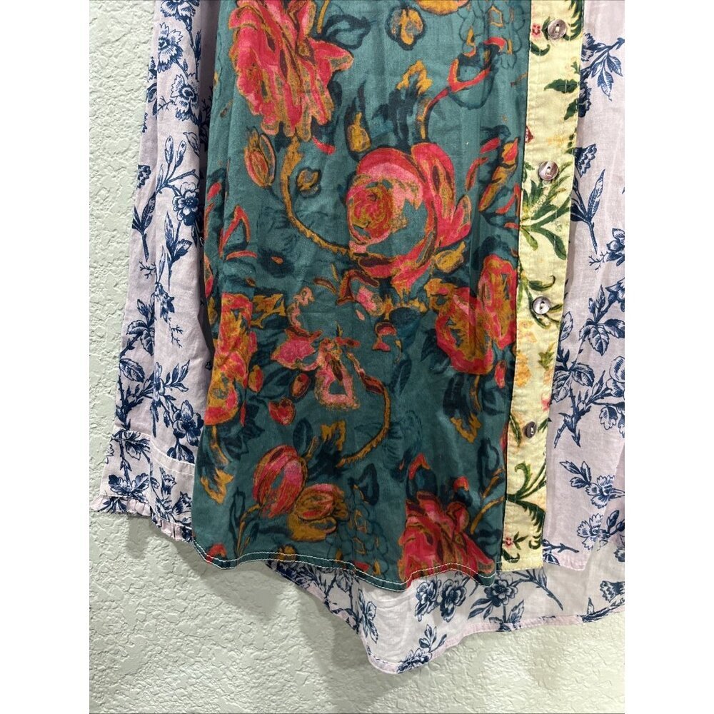 Sundance Womens Floral Patchwork Button Down Shirt XS Boho Cottage Artsy‎ Whimsi - Picture 3 of 8